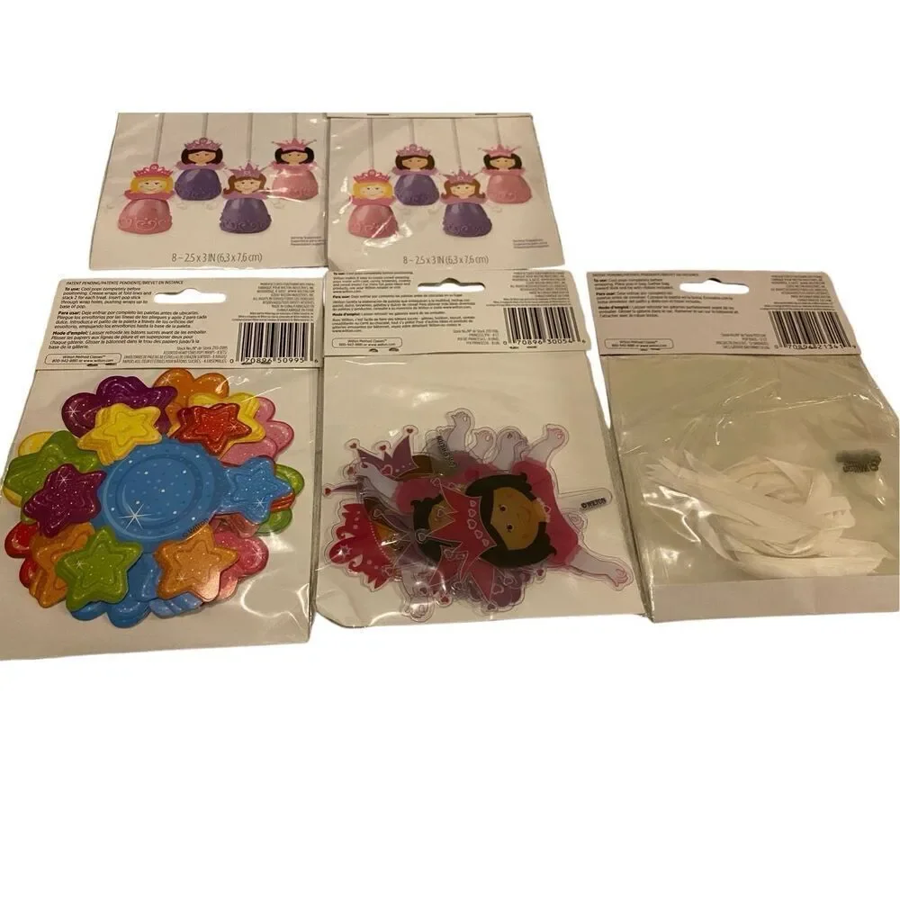 Lot Of 5 Pops Favor Bags Wraps Fun Pix Princess Stars Hearts Birthday Party